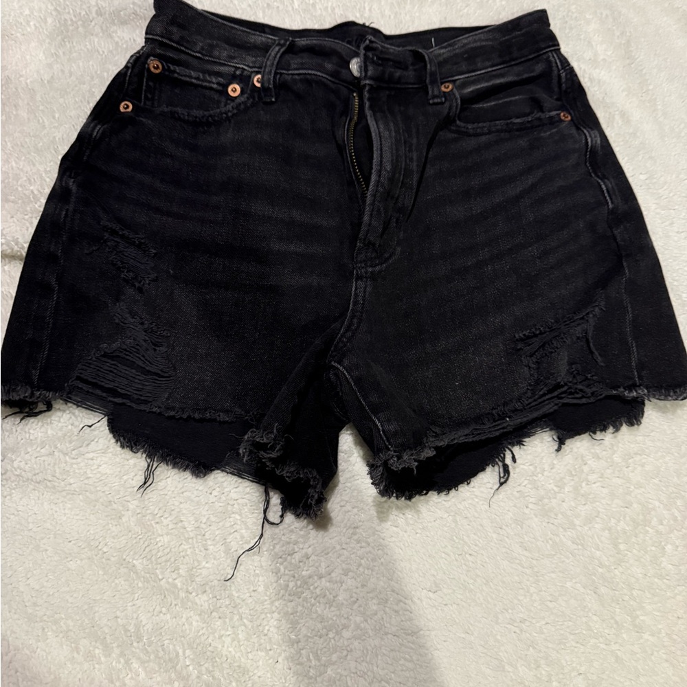 American Eagle Black Jean Shorts Distressed
